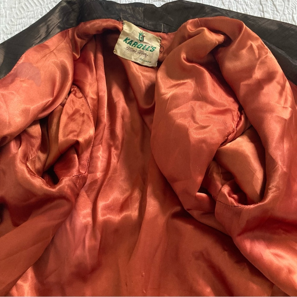 Vintage 1940s men’s dressing smoking gown robe rayon atomic belt old Hollywood - Picture 6 of 16